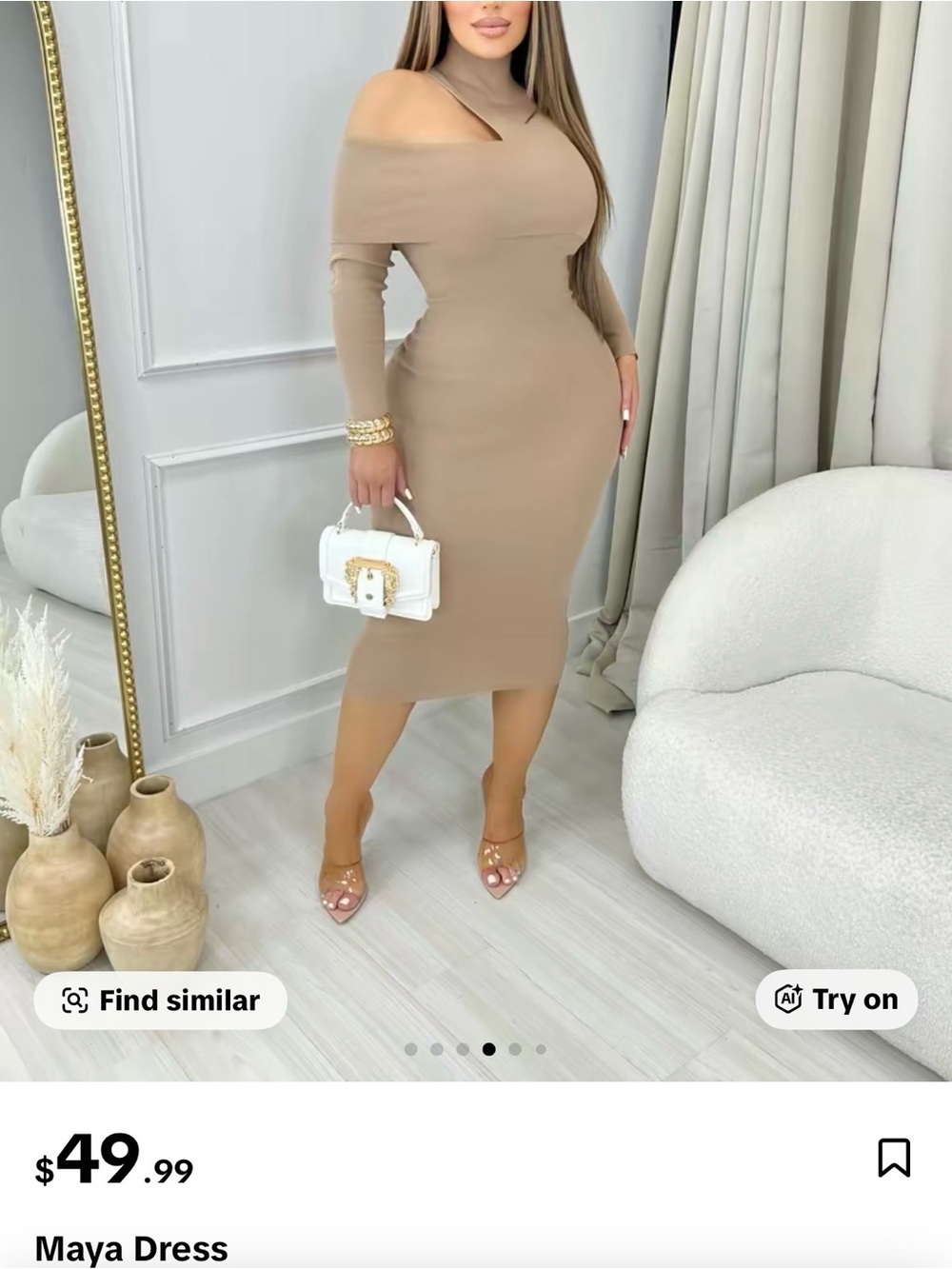 Hera Collection One-Shoulder Bodycon Dress in Taupe